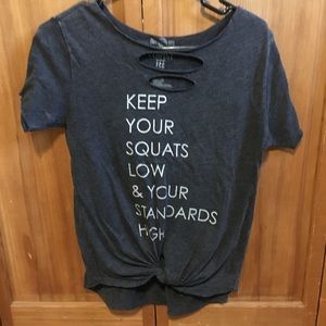 Grey shirt sleeve graphic tee